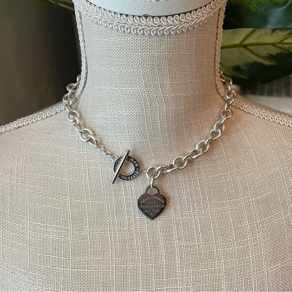 Tiffany & Co. Silver Heart Tag Toggle Charm Necklace